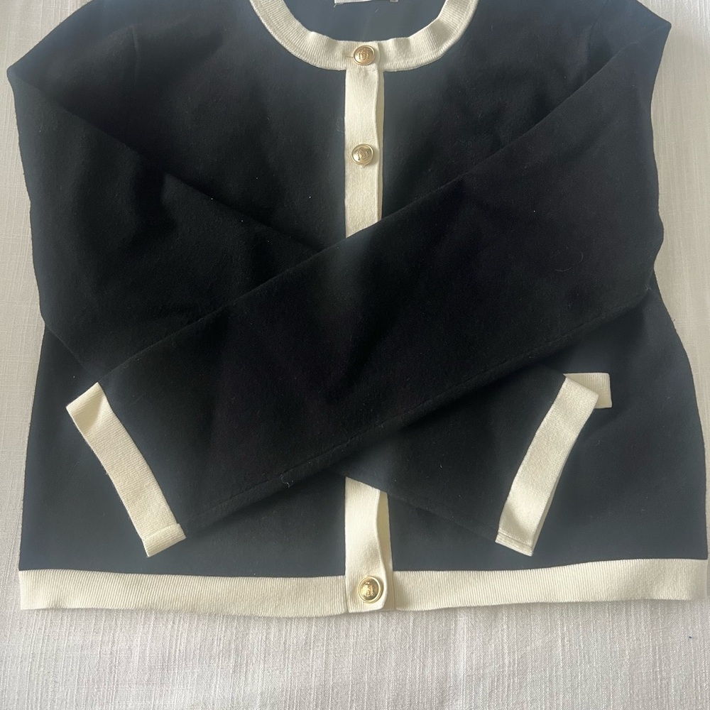 Babaton Black Jacket with Cream Contrast Trim - Never Worn! - Picture 2 of 4